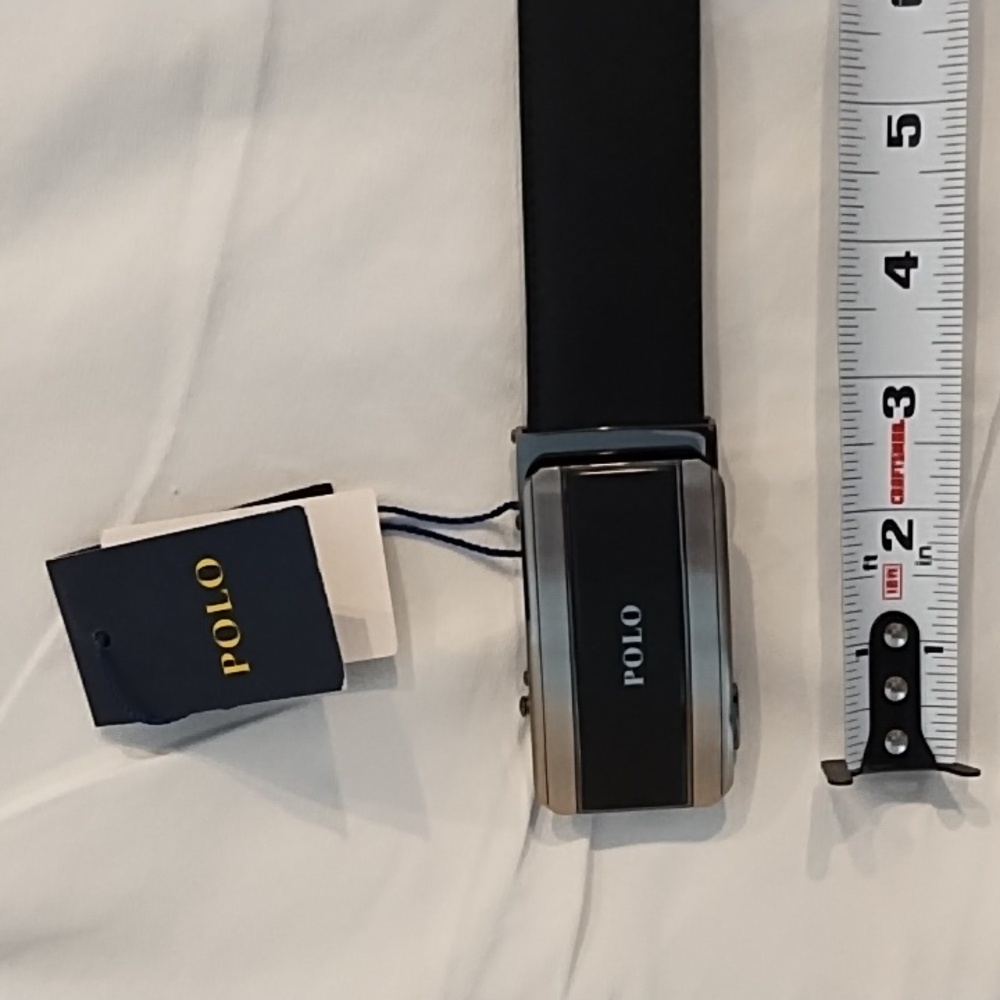 Polo dark brown leather belt, 47" New